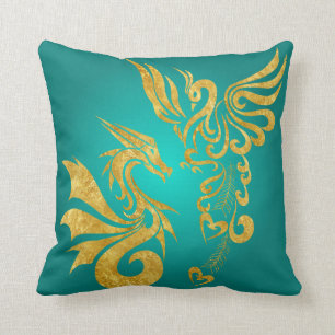 Feng reversible Shui Phoenix y almohada del dragó