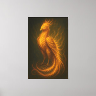 Fénix de Fuego Dorado – Pintura de Arte de Fantasí