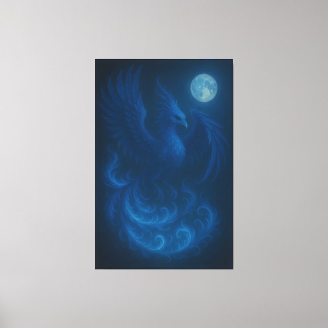 Fénix de Luna Azul · Impresión en Lienzo de Arte F (Anverso)