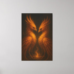 Fénix Doble Dorada • Lujo Canvas Arte Fino