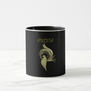 Fénix Dorada Elevándose Taza Negra