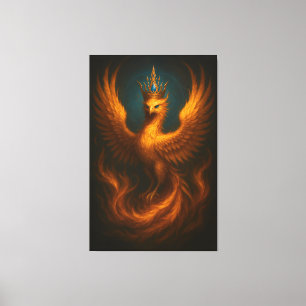 Fénix Dorada Real · Lienzo de Arte Fino de Lujo Pr