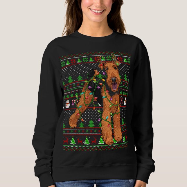 Feo Navidad Sweater Style Funny Airedale Terrier D (Anverso)