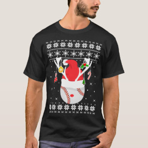 Feo Navidades de suéter de beisbol con bolas de ce