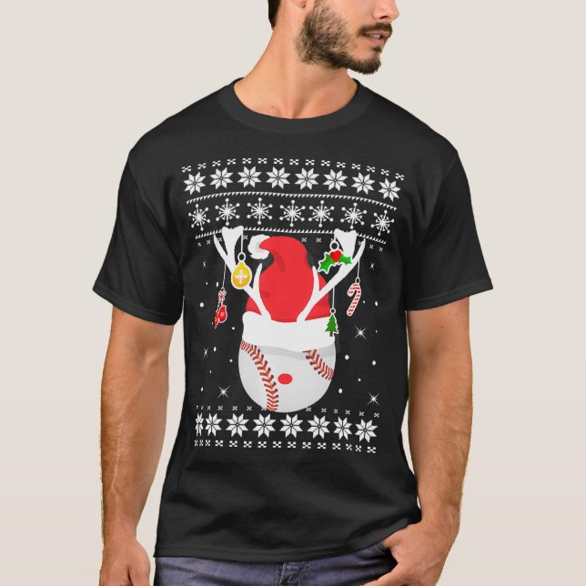 Feo Navidades de suéter de beisbol con bolas de ce (Anverso)