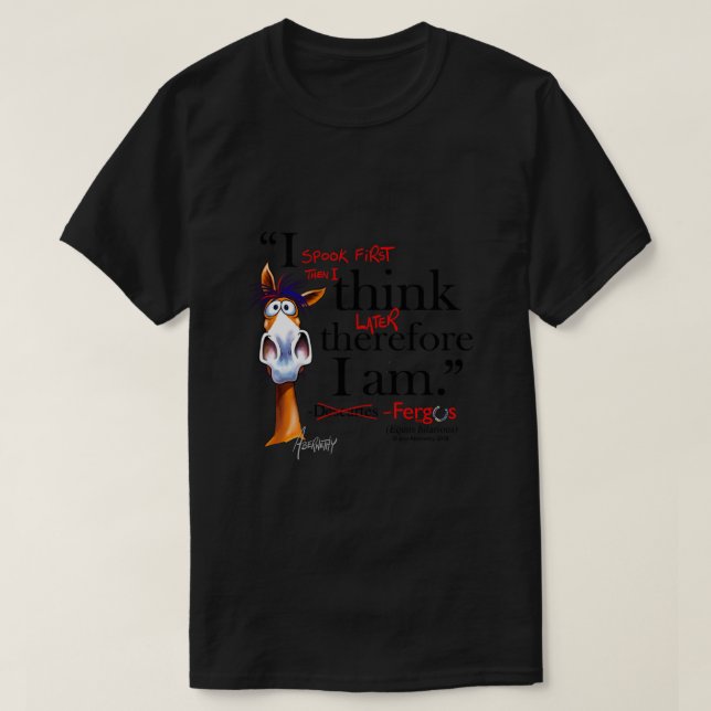 Fergus la camiseta clásica "Horse Descartes" (negr (Diseño del anverso)
