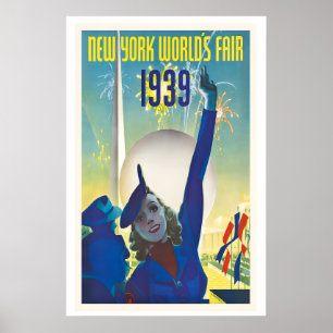 Feria Mundial de Nueva York 1939 Póster de viaje v
