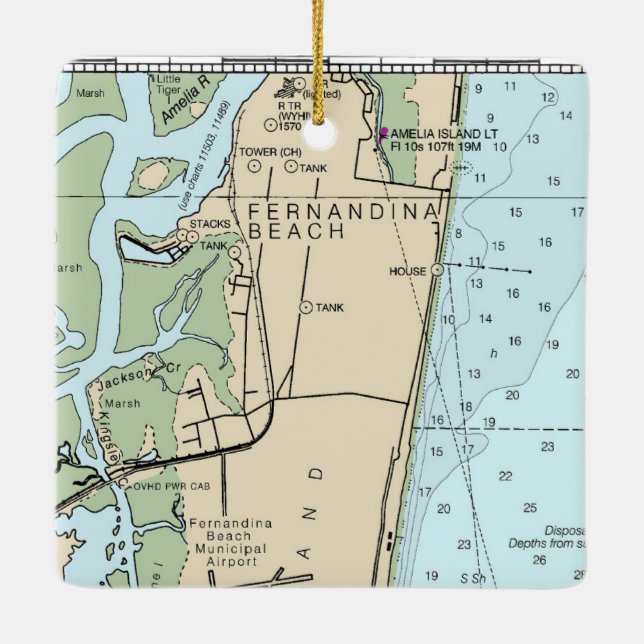 Fernandina Beach FL Ornamento cerámico (Reverso)