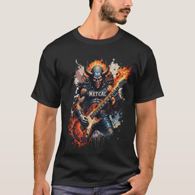 Feroy Demon Guitarist fuerte camiseta Metalizado (Anverso)