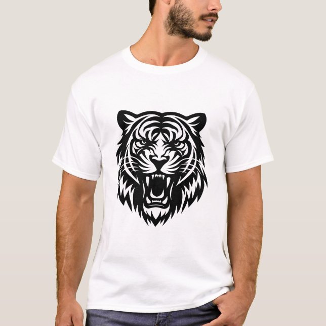 Feroz diseño de camiseta de tigre tribal frente a  (Anverso)
