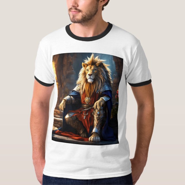 Feroz e intrépido: camiseta impresa por leones" (Anverso)