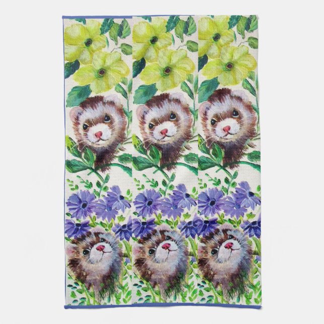 Ferrets & Flowers Kitchers Toallas (Vertical)