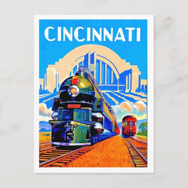 Ferrocarril de Cincinnati, trenes, tarjeta postal  (Anverso)