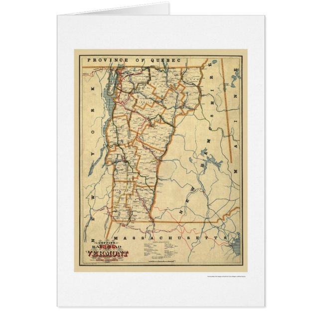 Ferrocarril de Vermont y mapa 1896 de la ciudad (Frente)