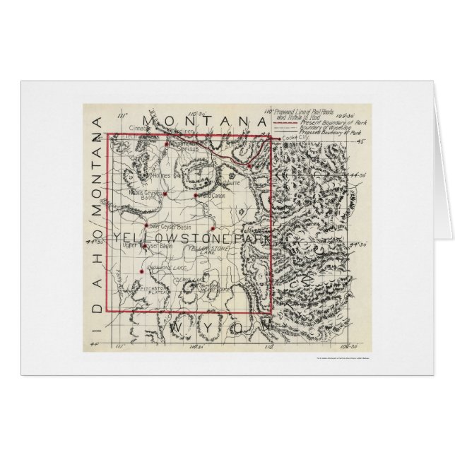 Ferrocarril de Yellowstone y mapa 1900 del hotel (Anverso (Horizontal))