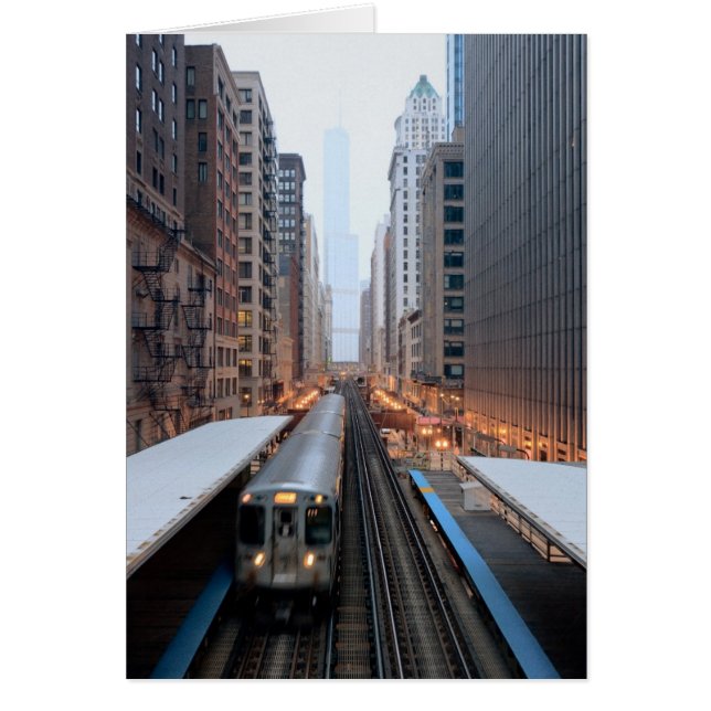 Ferrocarril elevado en el centro de Chicago sobre  (Frente)