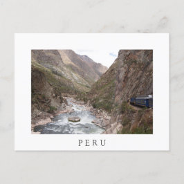 Ferrocarril inca hacia Machu Picchu postal blanca