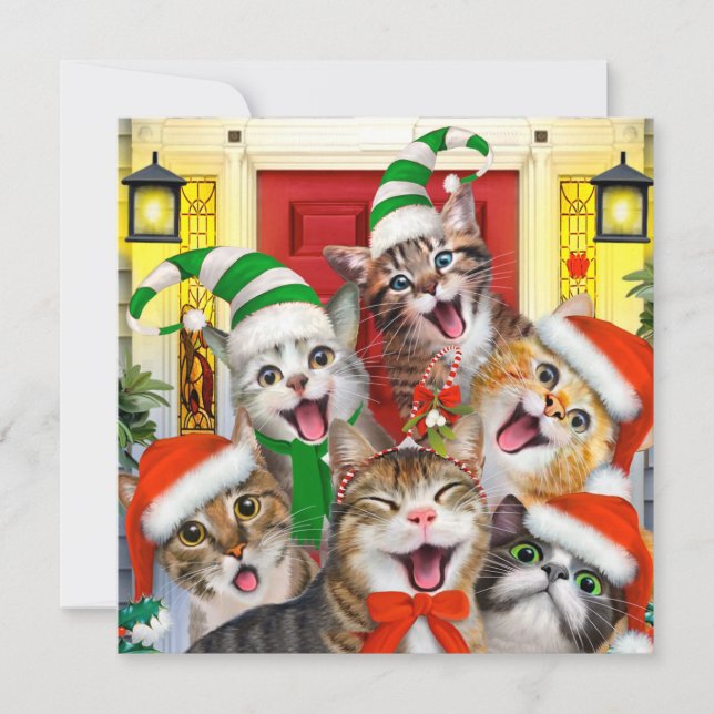Ferry Christmas Cats Holiday con tarjeta plana (Anverso)