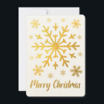 Ferry Christmas Gold Snowflakes Blands Cards<br><div class="desc">Estas tarjetas de felicitación navideña presentan copos de nieve dorados y "Feliz Navidad" en la tipografía de escritura de cepillo. Están en blanco por dentro para que puedas escribir tu propio mensaje.</div>