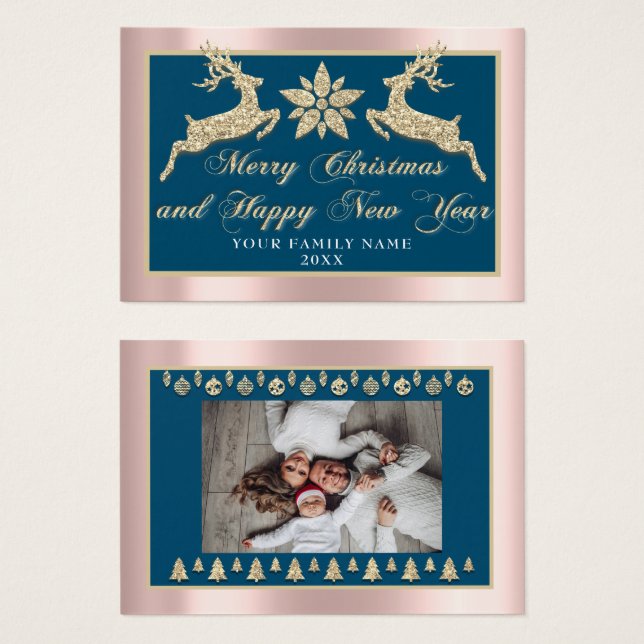 Ferry Christmas Happy New Year Name Photo Frame (Anverso y reverso)