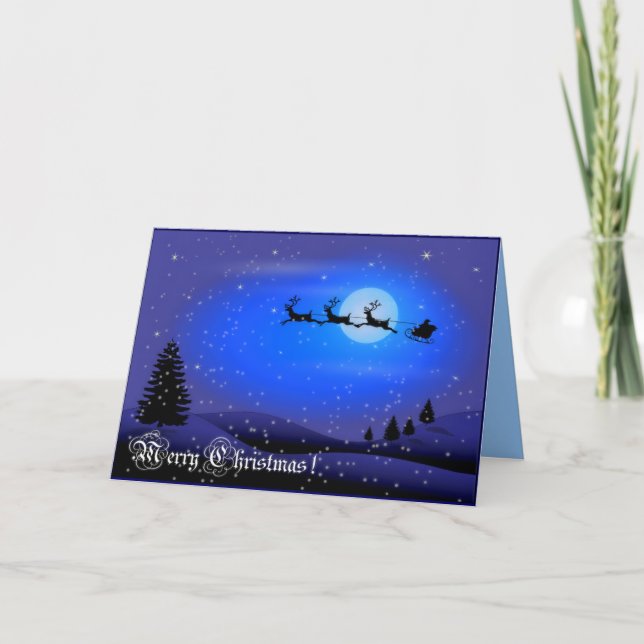 Ferry Christmas Santa night sky postal (Anverso)