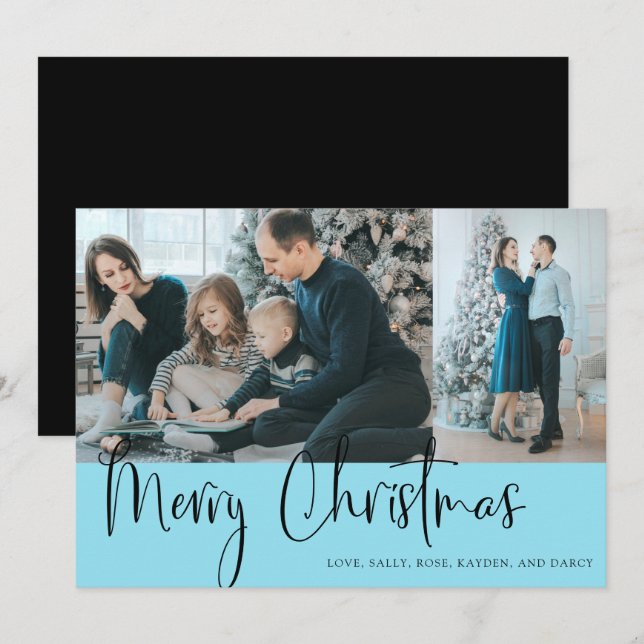 Ferry Christmas Script 2 Photo Holiday Blue (Anverso / Reverso)