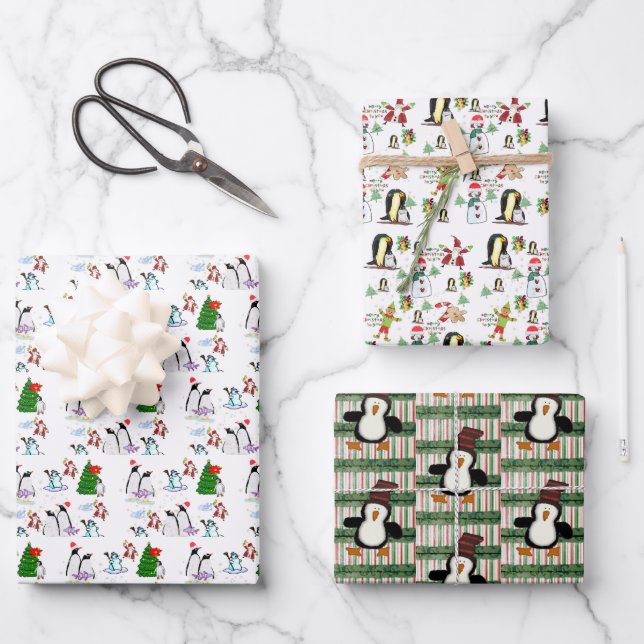 Ferry Christmas Sheets envolviendo papel pingüino (Anverso)