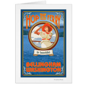 Ferry de una mujer en bicicleta - Bellingham, Wash