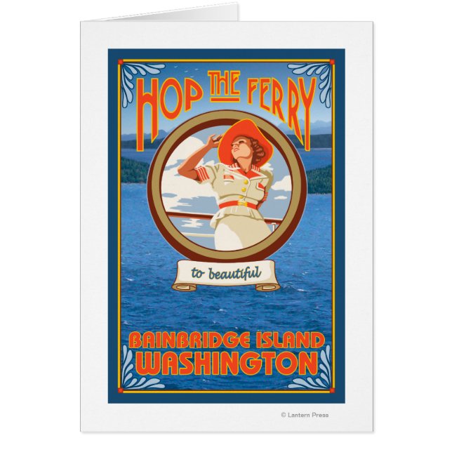 Ferry de una mujer en bicicleta - isla de Bainbrid (Frente)