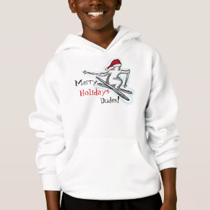 Ferry Holidays Dudes fun santa skier boys hoodie