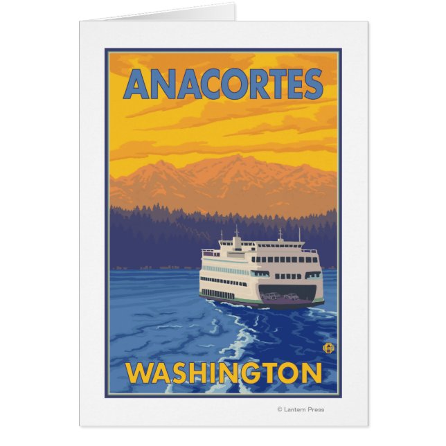 Ferry y montañas - Anacortes, Washington (Frente)