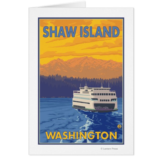 Ferry y montañas - Isla Shaw, Washington (Frente)