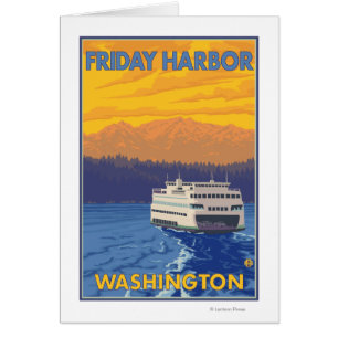Ferry y montañas - Viernes Harbour, Washington