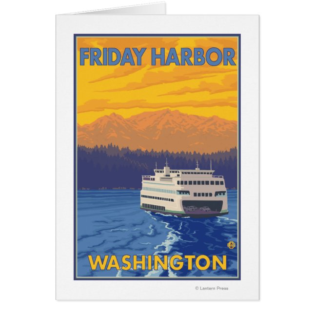 Ferry y montañas - Viernes Harbour, Washington (Frente)