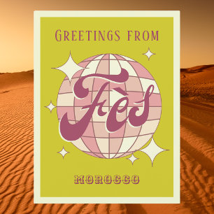 Fès Morocco retro verde postal