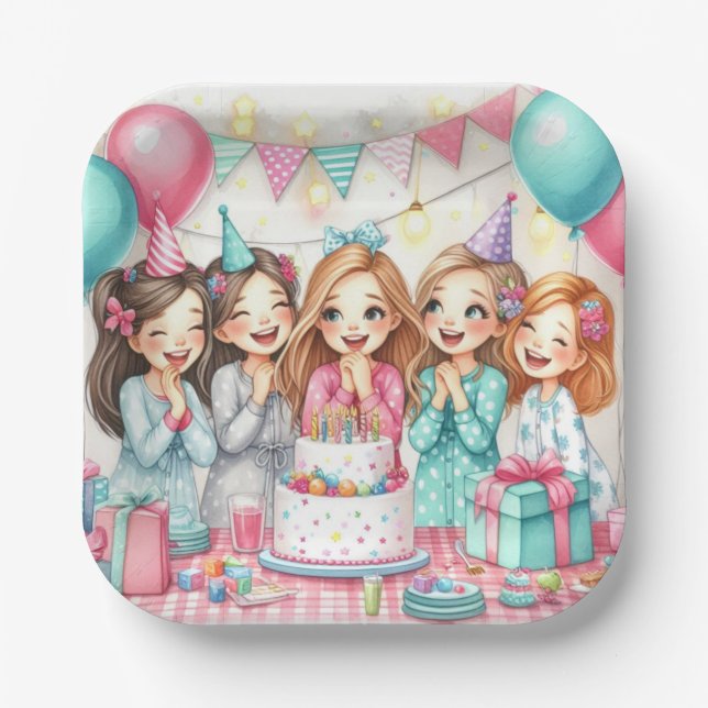 Festejo de Cumpleaños con Pijamas de Platos de Pap (Anverso)