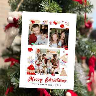 Festejo Navideño Ilustrado Borde 3 Fotos Navidad