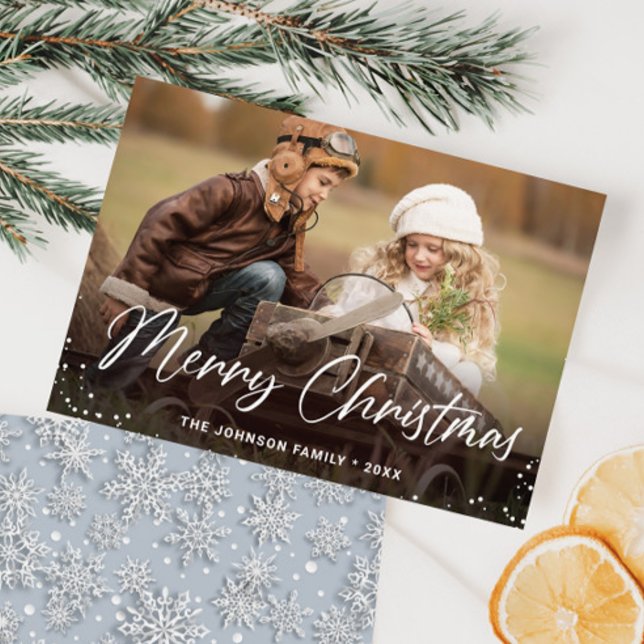 Festín de la Feria de Feliz Navidad (Customizable Christmas holiday greeting photo card.)