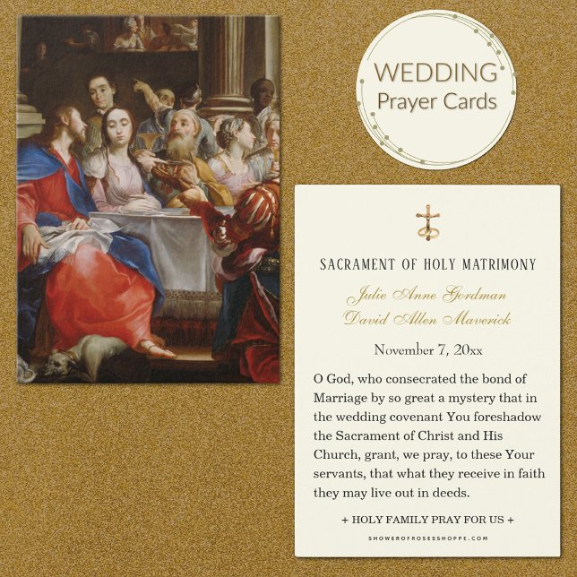 Festín en la sagrada carta de Cana Boda (Traditional Catholic Wedding Prayer Cards)