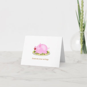 "Festín en tus ahorros" Piggy Bank on Plate