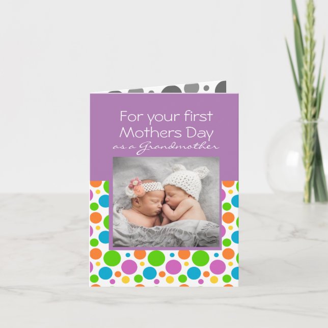 Festiva 1.ª tarjeta de Día de la Madre para la abuela (Anverso)