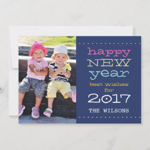 Festiva 2017 Feliz Año Nuevo Tarjeta fotográfica de vaca