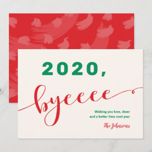 Festiva "2020, adiós" Tarjeta divertida roja y verde sin f