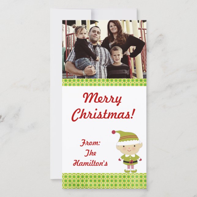 Festiva 4 x 8 Winter Elf en tarjeta de foto verde (Anverso)