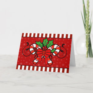 Festiva A7 Tarjeta de Navidades de franjas de caña de cara