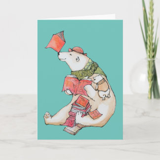 Festiva A Polar Bear le encanta leer la tarjeta de felicit