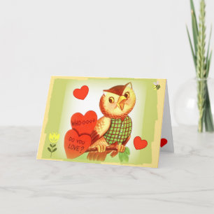 Festiva ¿A Quién Amas? Tarjeta de San Valentín de búho ret