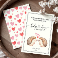 Abrazos de erizo y Besos Tarjeta del Día de San Va