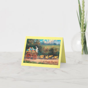 Festiva Abuelo de Pascua con tarjeta de vagón