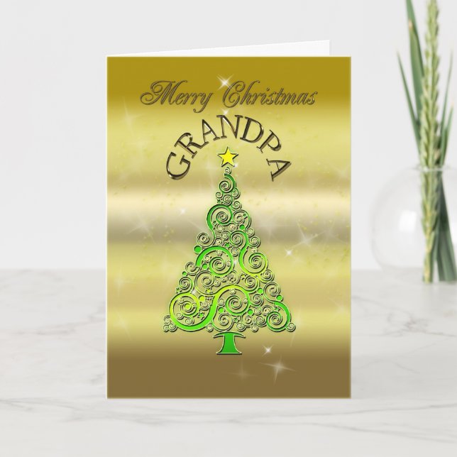 Festiva Abuelo, tarjeta de Navidades con efecto oro (Anverso)